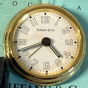 Tiffany & Co.Round Gold-Tone Aviator Brass Travel Alarm Clock